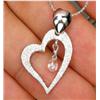 14.19ct  Heart White Sapphire  White Gold Vermeil Necklace Pendant 16" (JEW-1238)