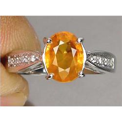2.44ct Oval Cut Yellow Sapphire  White Gold Vermeil Ring Size 7.0 (JEW-1243)