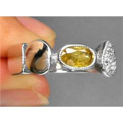 0.82ct Oval Cut Yellow Sapphire White Gold Vermeil Ring Size 7.0 (JEW-1245)