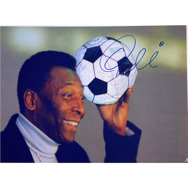 Autograph Signed Football Pele Photo