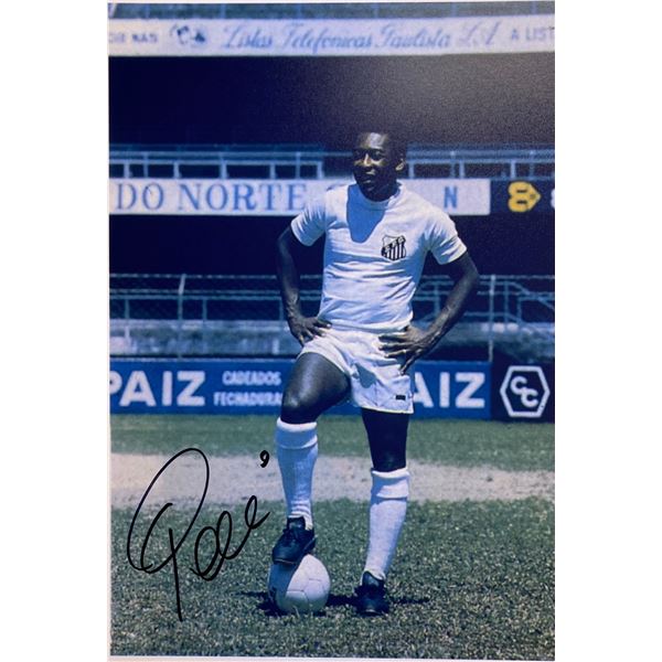 Autograph Signed Football Pele Photo