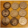 Image 1 : Lot of 9 Silver Twenty Five Cent Coins Of Various Years With Image of Queen Elizabeth II