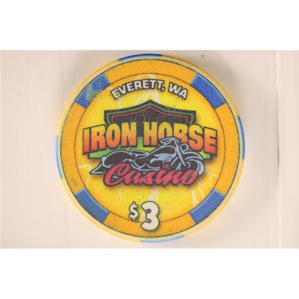 $3 CASINO CHIP "IRON HORSE" EVERETT, WA