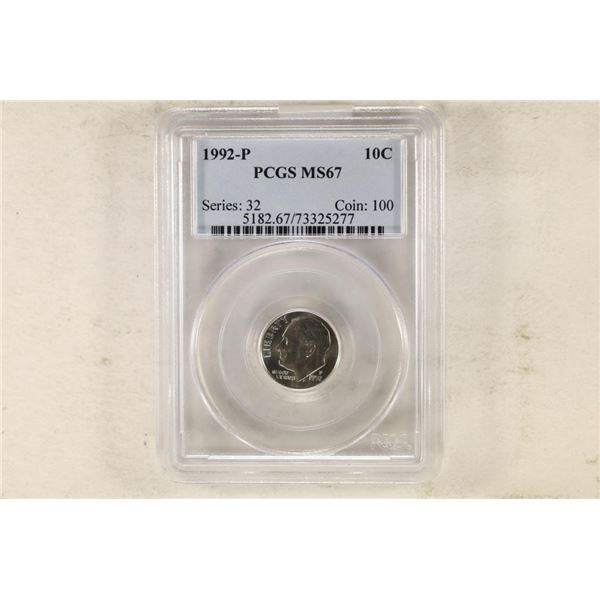 1992-P ROOSEVELT DIME PCGS MS67