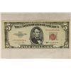 Image 1 : 1953-B US $5 RED SEAL NOTE SLIGHT MISCUT ON LEFT