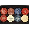 Image 2 : 8 ASSORTED VINTAGE POKER CHIPS WITH DESIGNS-