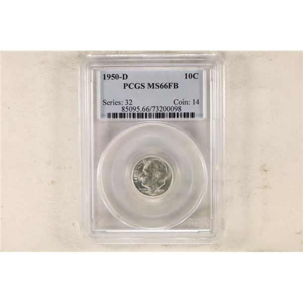 1950-D SILVER ROOSEVELT DIME PCGS MS66FB