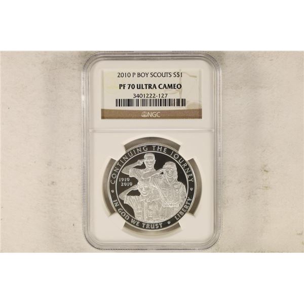 2010-P SILVER BOY SCOUTS DOLLAR NGC PF70 ULTRA CAM