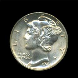 1943D US Mercury 10c Silver Coin Gem FB Uncirc   (COI-3153)