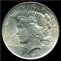 1924 Peace Dollar Gem Unc RARE Variety (COI-3963)