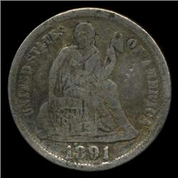 1891 Seated Dime Better Grade (COI-4321)