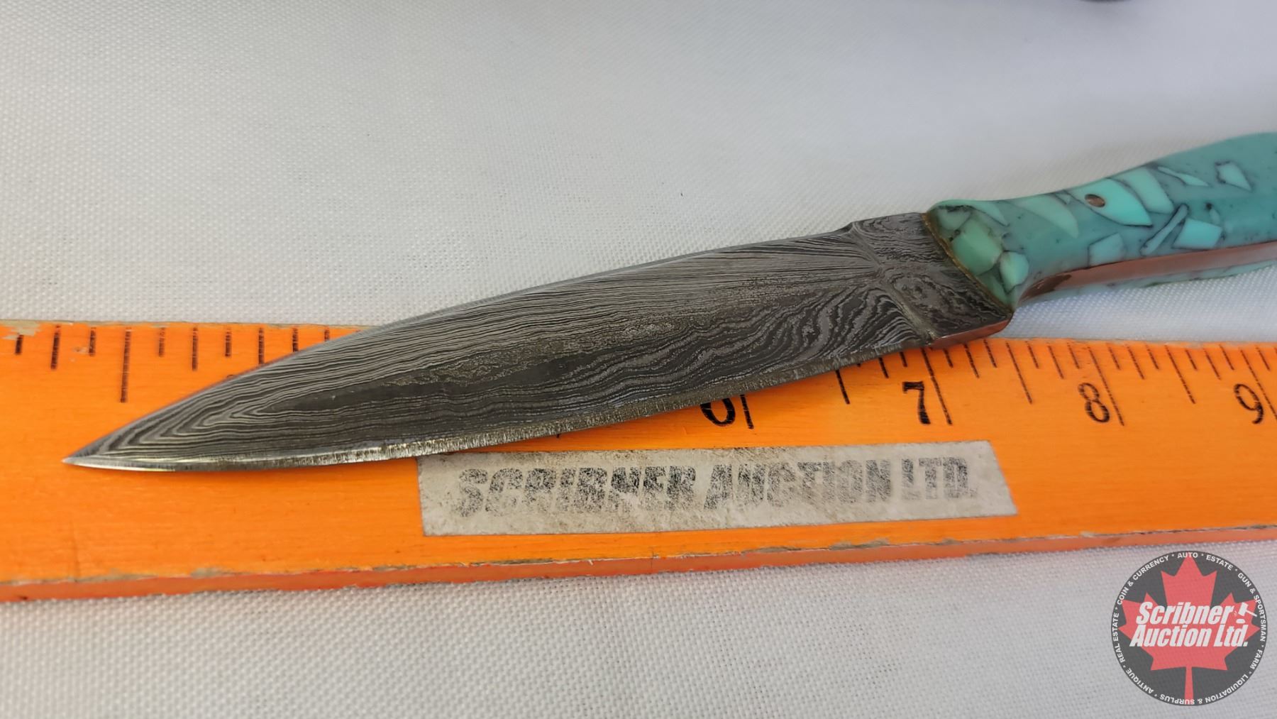 Dagger Code Turquoise Damascus Dagger ~ Custom Turquoise Handle w/Leather Sheath (Total 9 ...