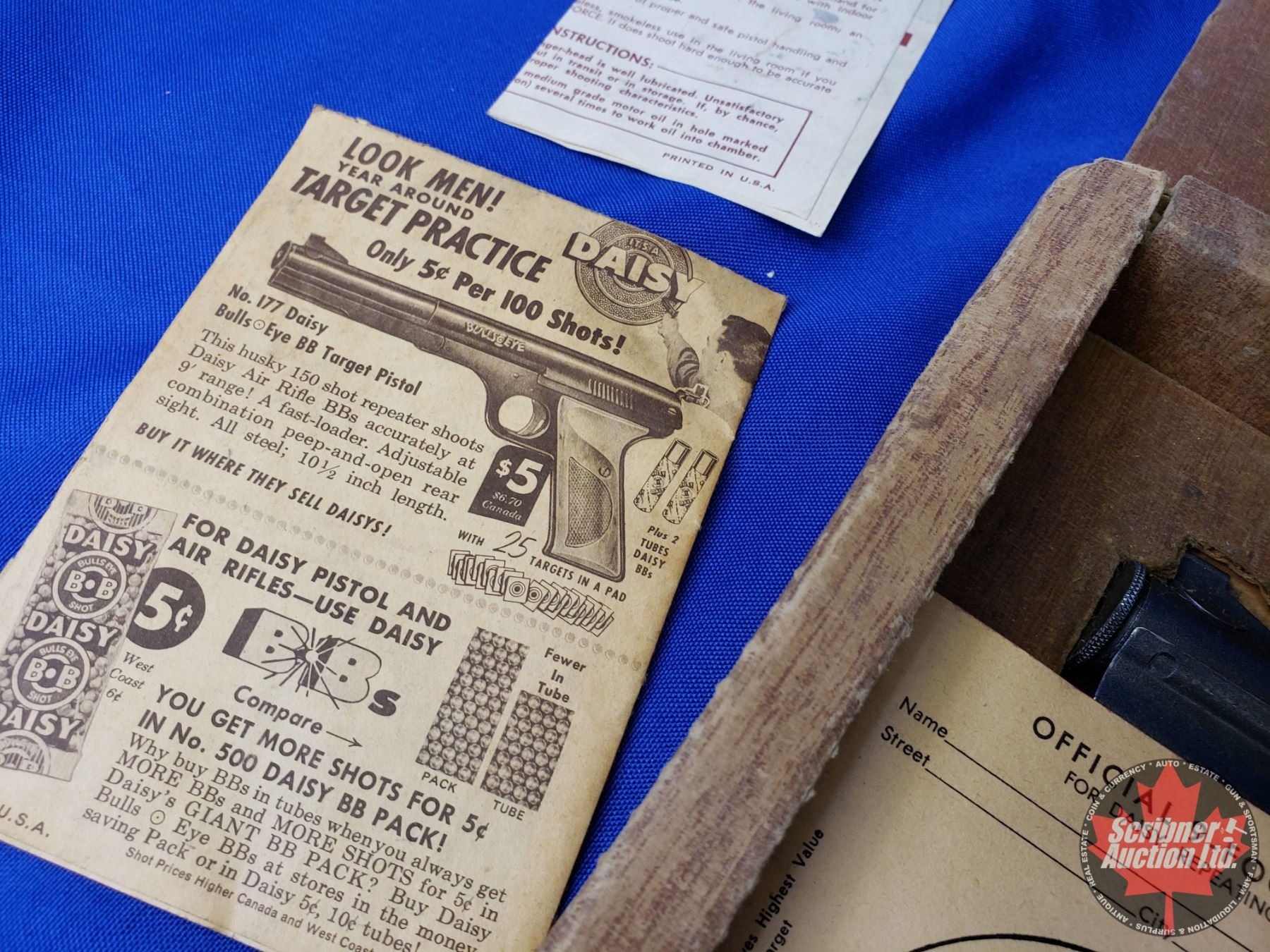 Vintage Daisy Bullseye BB Target Pistol 150 Shot Repeater Model 177 in ...