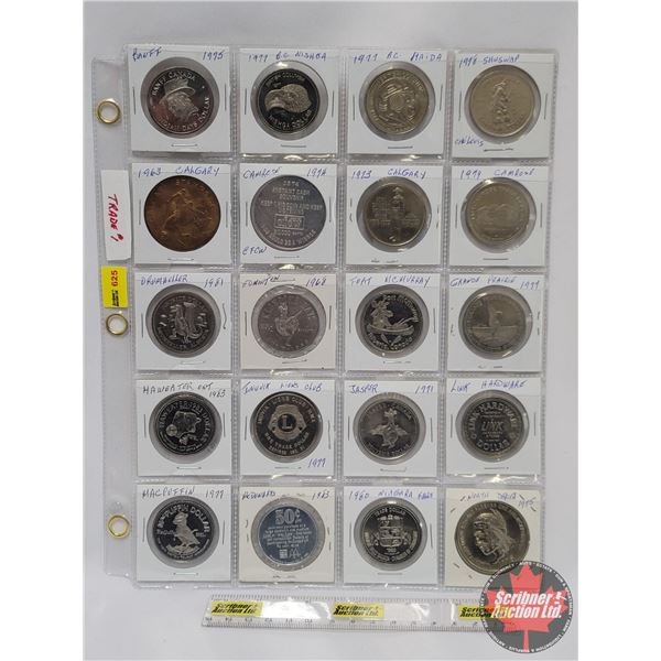 Trade Dollars - Large Variety (Sheet of 20): Incl. Calgary, Banff, Jasper, Drumheller, Edmonton, etc