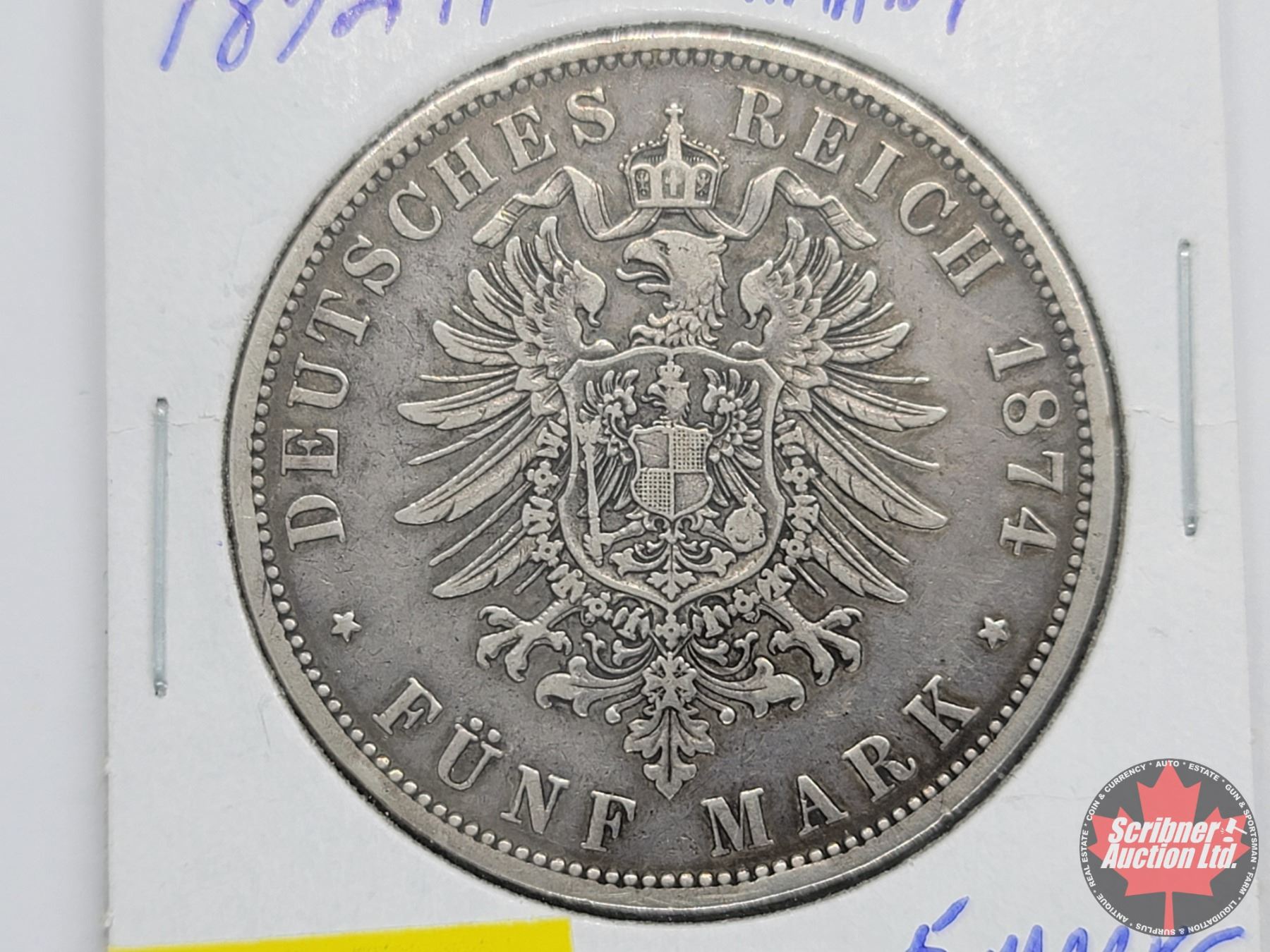 Funf 1874A German States PRUSSIA 5 FUNF MARK (SEE PICS for Years, Types ...