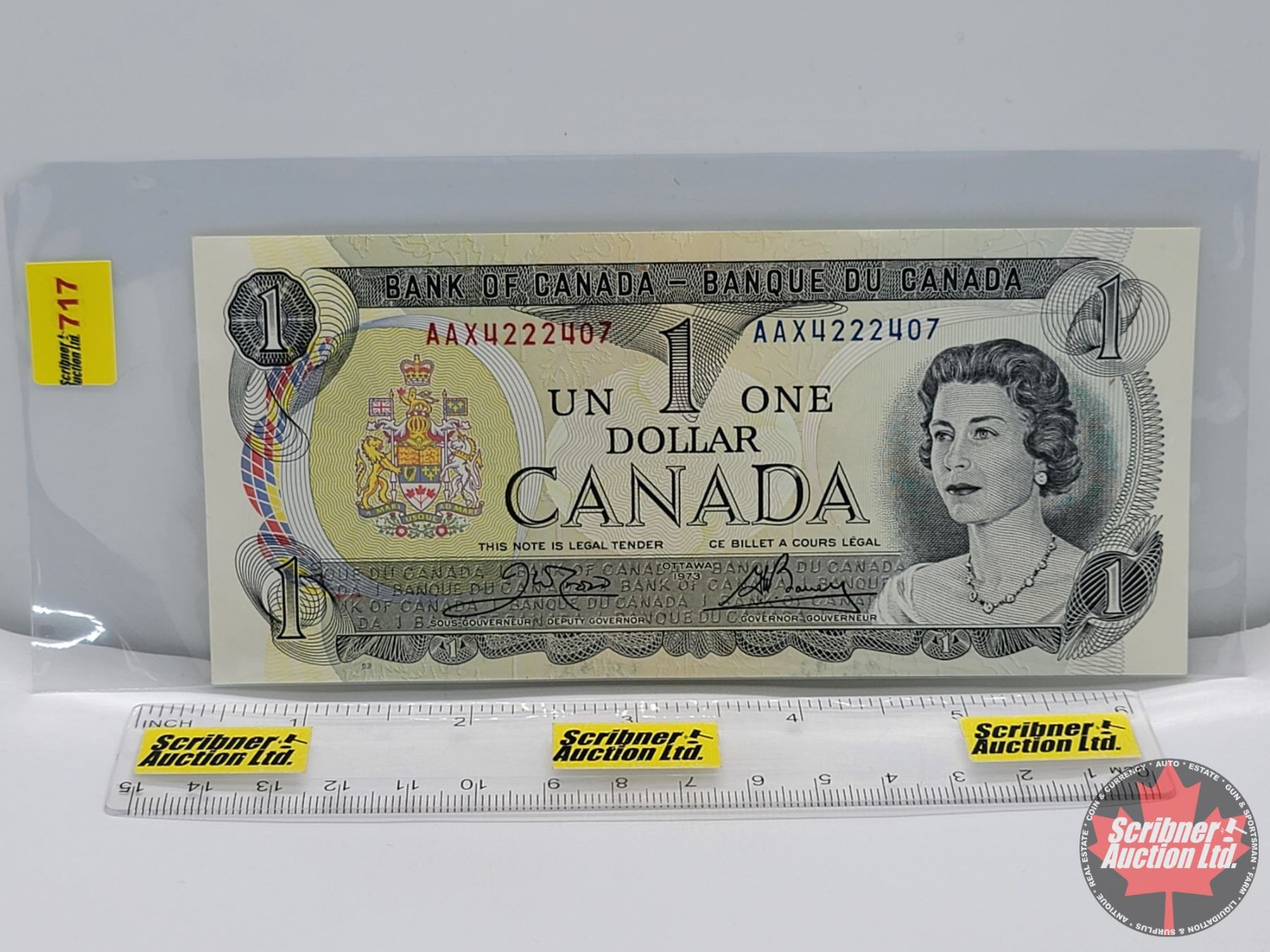 Canada $1 Bill 1973 (Replacement Note) : Crow/Bouey #AAX4222407 (Litho ...