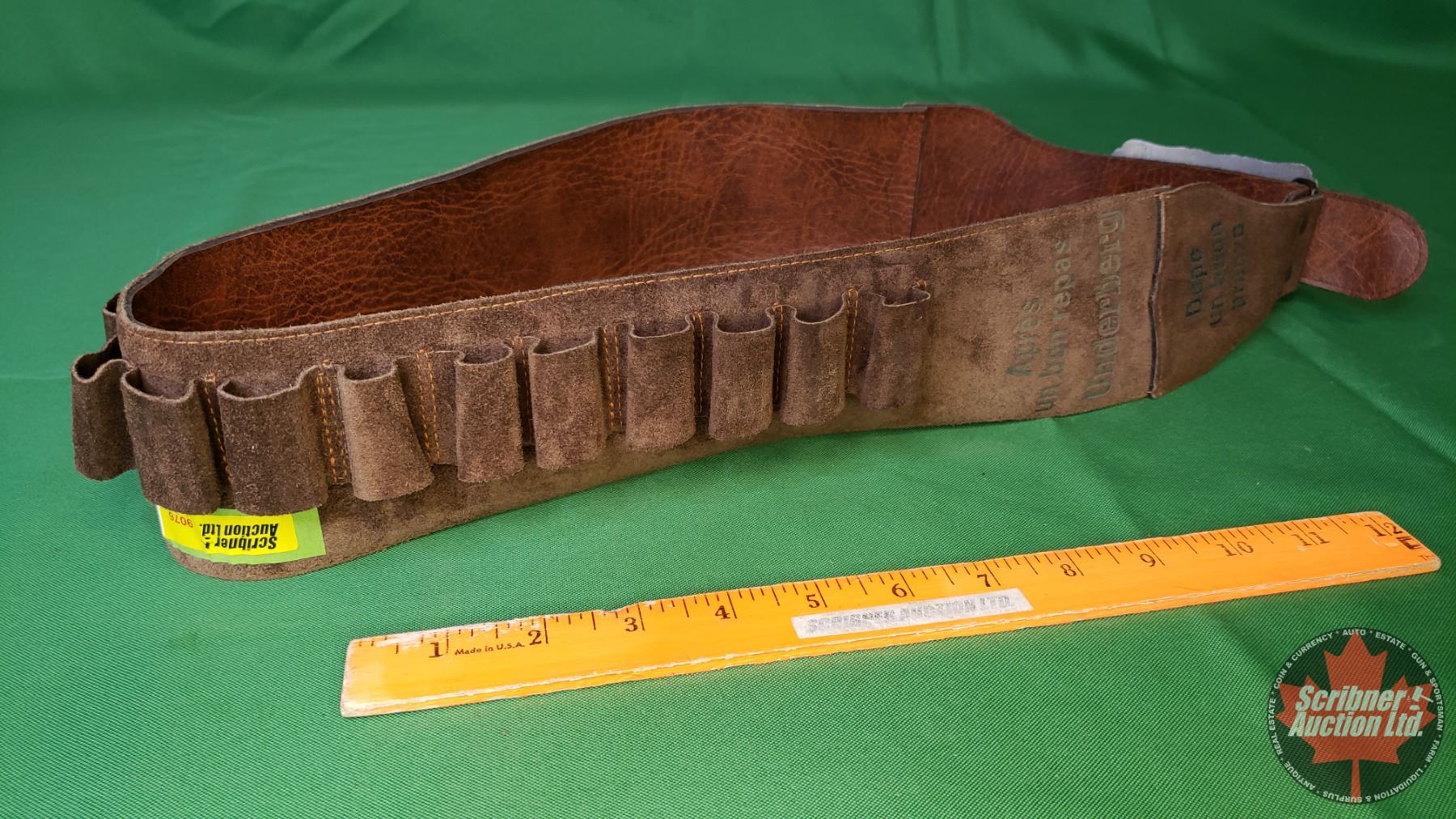 Leather Ammo Belt With Underberg Buckle 46 L SEE PICS leather-ammo-belt-with-underberg-buckle-46-l-see-pics