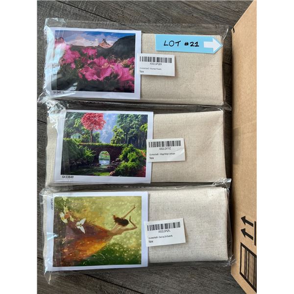 *NEW* Lot Of 14 Assorted Paint By Numbers On Canvas