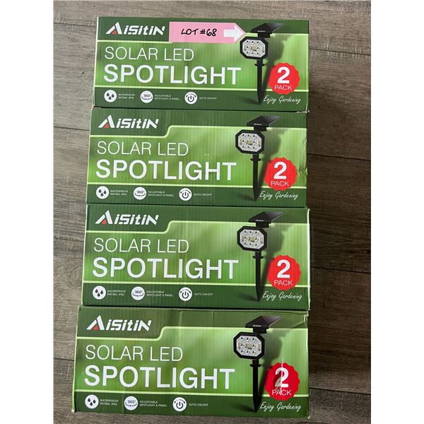 *NEW* Lot Of 4 Boxes Of Solar LED Spotlights - 2PACK!