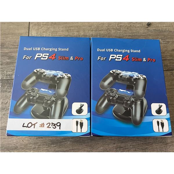 *NEW* Lot Of 2 Dual USB Charging Stands for PS4 Slim/Pro Controllers