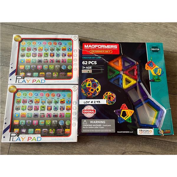 *NEW* Lot Of Assorted Kids Toys; 2X PlayPads & 1X Magformers Designer Set
