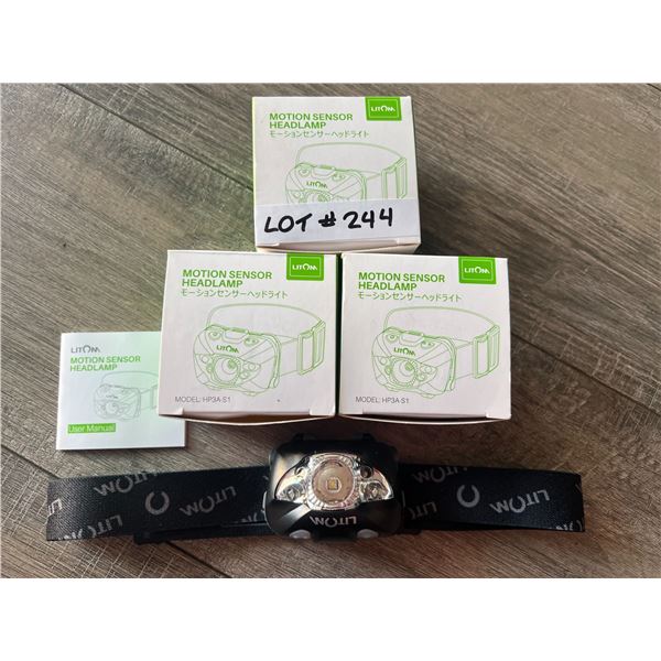 *NEW* Lot Of 3 Litom Motion Sensor Headlamps