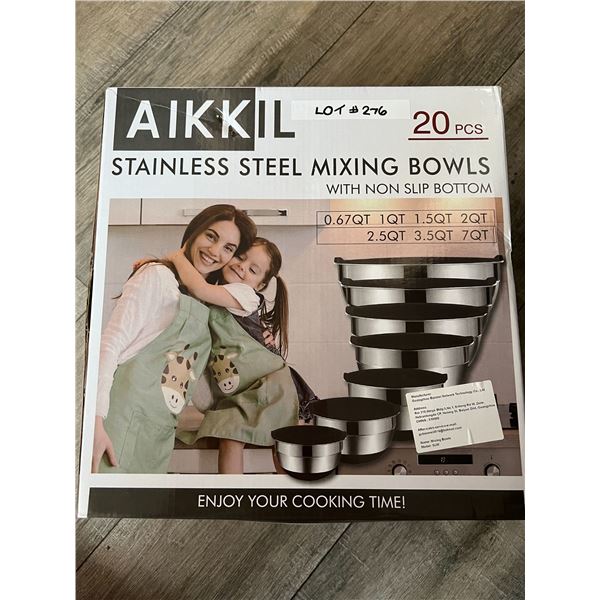 *NEW* Lot of 1 Set of Stainless Steel Kitchen Mixing Bowls (22 PCS Set)