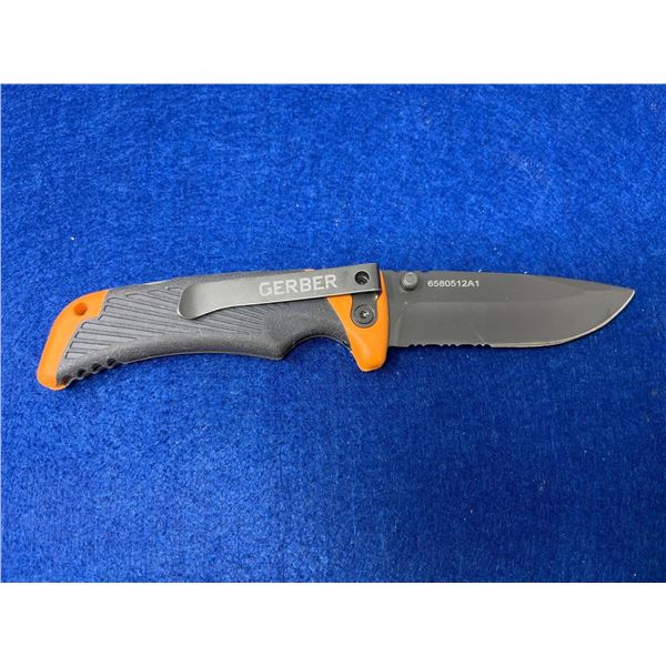 Gerber Bear Grylls Black and Orange Lock Blade folding pocket knife with clip model 6580512A1