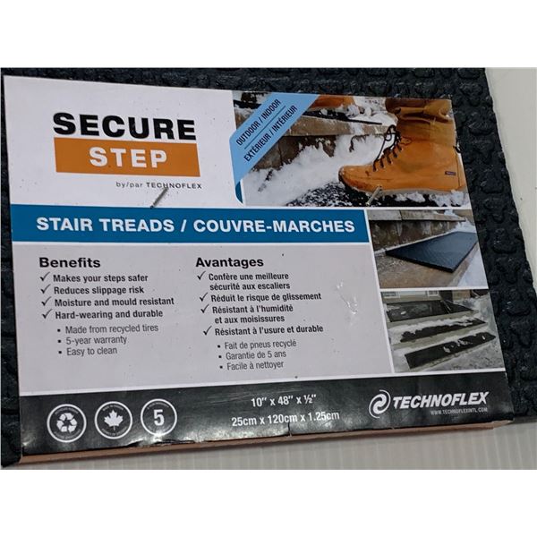 Secure Step Rubber Stair Tread - 10"x48"x1/2" Lot of one