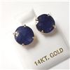 Image 2 : 14K Yellow Gold Blue Sapphire(6.2ct) Earrings  (~weight 2.38g), Made in Canada, Appraised Retail $14