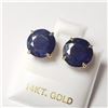 Image 3 : 14K Yellow Gold Blue Sapphire(6.2ct) Earrings  (~weight 2.38g), Made in Canada, Appraised Retail $14