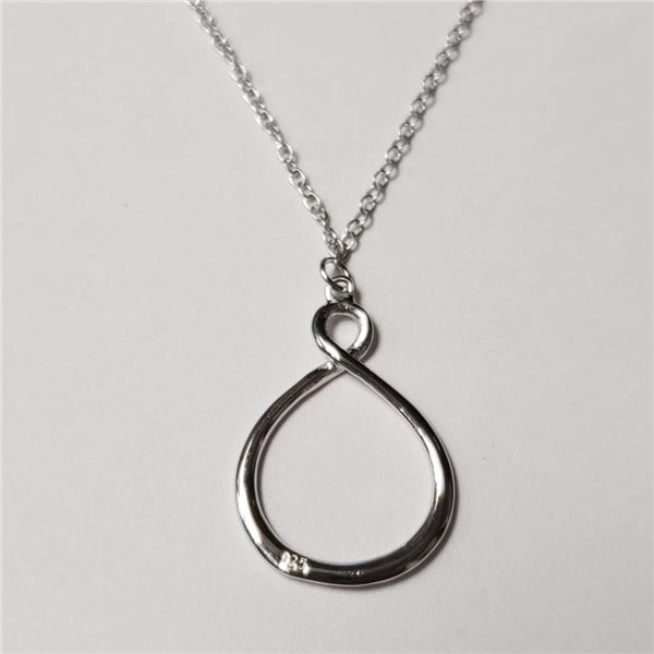 Silver 18" Necklace with reverse infinity pendant .925