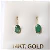 Image 1 : 14K Yellow Gold Emerald(0.92ct) Earrings  (~weight 0.86g), Made in Canada, Appraised Retail $1000
