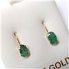 Image 2 : 14K Yellow Gold Emerald(0.92ct) Earrings  (~weight 0.86g), Made in Canada, Appraised Retail $1000