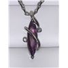 Image 1 : Large 2.25 Carat Marquis Cut Amythest Pendat set in .925 Silver with chain