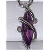 Image 4 : Large 2.25 Carat Marquis Cut Amythest Pendat set in .925 Silver with chain
