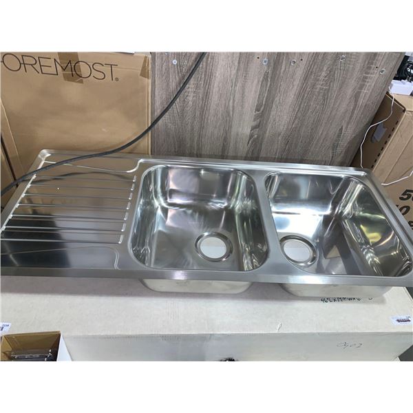 NEW Double Well Stainless Steel Sink with Dry Rack 46"x19"x7"