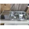 Image 1 : NEW Double Well Stainless Steel Sink with Dry Rack 46"x19"x7"