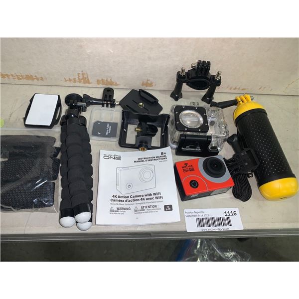 Explore One 4K WiFi action Camera Set - OPEN BOX ITEM, SOLD AS IS