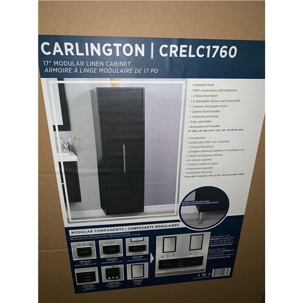 NEW Carlington 17 inch x 54 inch double door storage cabinet esspresso