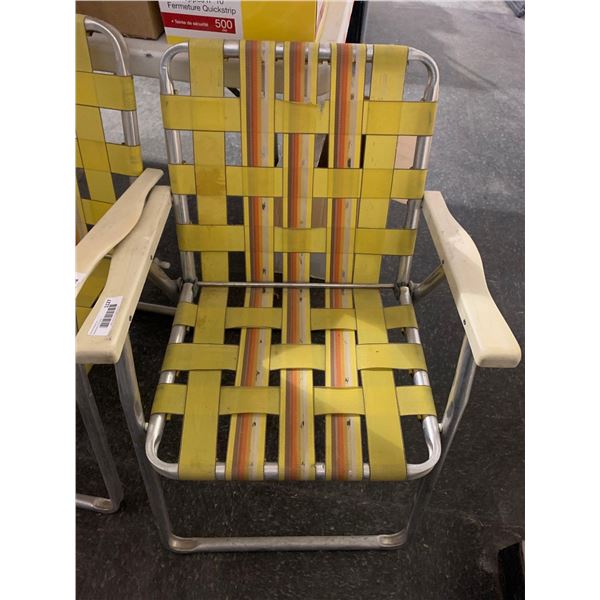 Vintage folding Woven Lawn Chair Yellow