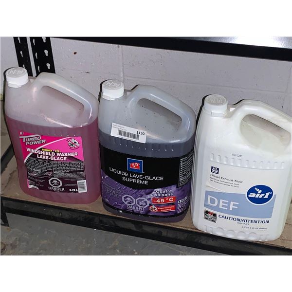 Assorted windshiled wash and DEF Lot of 3 x 3.78L