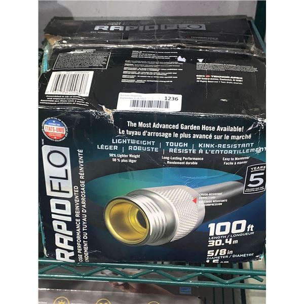 Rapid Flo 100 Ft kink resistant water hose - OPEN BOX ITEM, SOLD AS IS