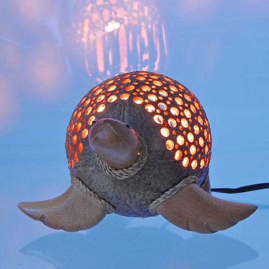 Turtle Shell Light Coconut Shell Teak Sea Turtle Lamp (CLB-299)