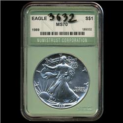 1989 US Silver Eagle Coin Graded MS70  (COI-3632)