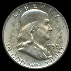 1959 Franklin Half FBL Choice Unc Graded (COI-3703)