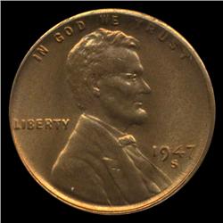 1947S Lincoln Cent Coin GEM Graded MS68 RED (COI-4218)
