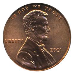 2001 Lincoln Cent Coin Graded PCGS PR68 Red (COI-4307)