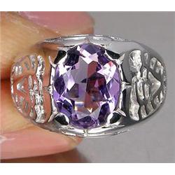 1.81ct Oval Cut Violet Amethyst Ring  White Gold Vermeil Size 7.0 (JEW-1244)
