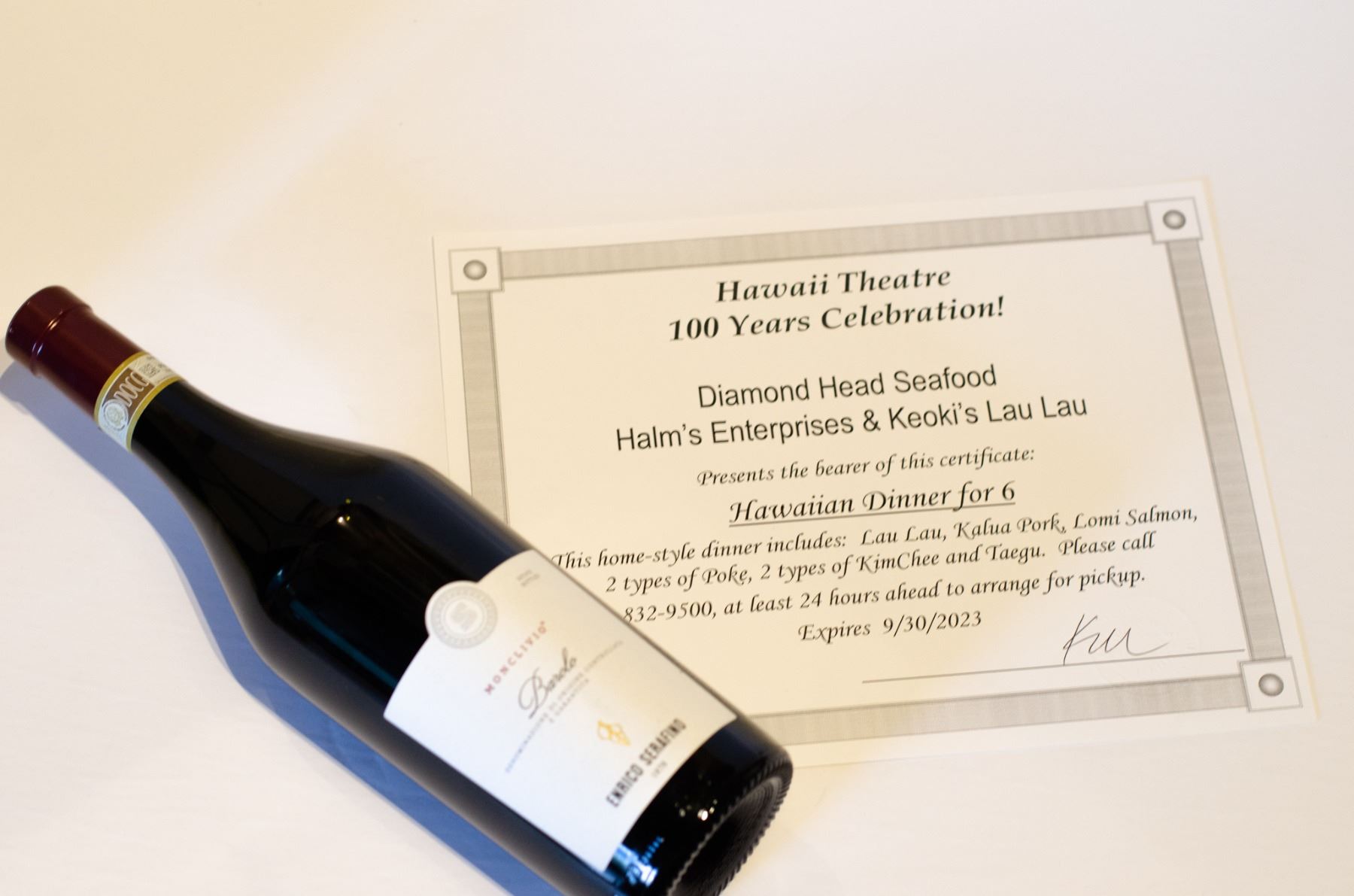 Hawaiian Family Dinner + Wine Package McClain Auctions Hawaii